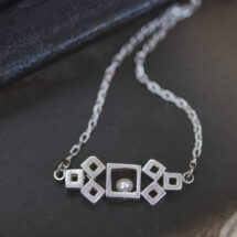 Cubes stacked – geometric silver necklace with pearl – INDUSTREAL Collection – designer jewelry – MADE TO ORDER