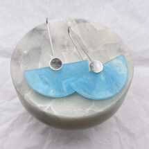 Blue Sky Fan – silver dangle earrings with plexiglass – designer jewelry