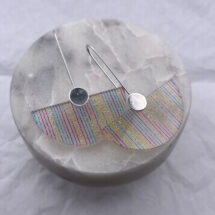 Retro Stripes Fan – silver dangle earrings with plexiglass – designer jewelry