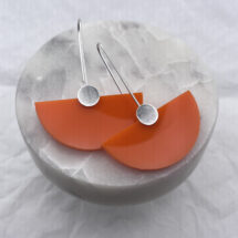 Orange Fan – silver dangle earrings with plexiglass – designer jewelry