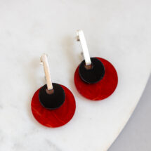 MIX IT – Sterling Silver Earrings with Interchangeable Black and Red Sky Patterned Plexi Elements – Designer Jewelry – DOLCE VITA Collection