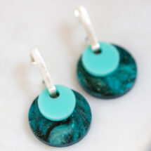 MIX IT – Sterling Silver Earrings with Interchangeable Turquoise and Dark Turquoise Sky Patterned Plexi Elements – Designer Jewelry – DOLCE VITA Collection