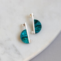 Half Moon – Sterling Silver Earrings with Turquoise Sky Plexi and Freshwater Pearls – Designer Jewelry – DOLCE VITA Collection